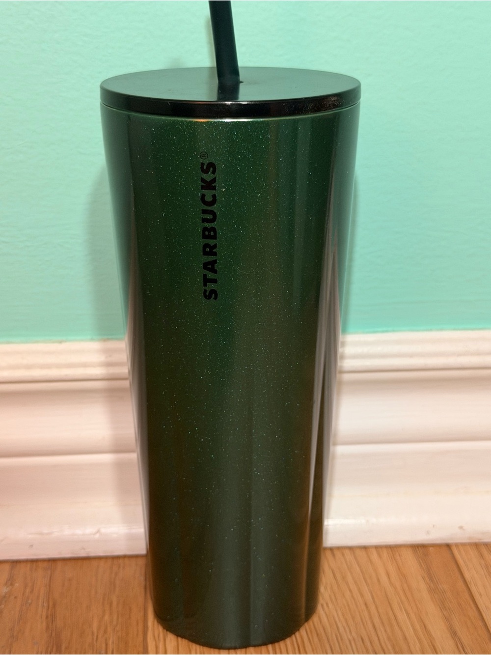 Starbucks Green Sparkle Stainless Cold Cup Tumbler 24oz